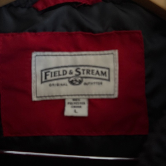 Men’s Field & Stream Red Puffer Vest Insulated Full Zip Fleece Large - Picture 4 of 6